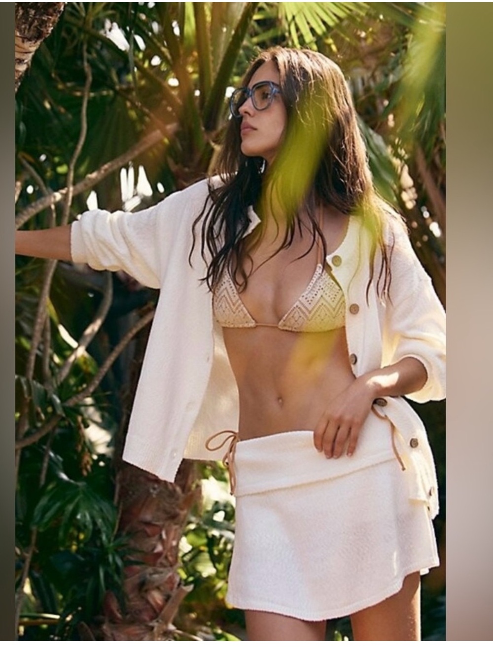 FREE PEOPLE FREE EST AMEENA Skort & cardigan set ivory NWT Size XL